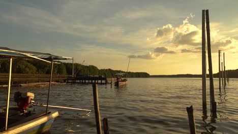 Natürliche-Sonnenuntergang-über-Mangroven-Wald-an-Mündung-in-Thailand