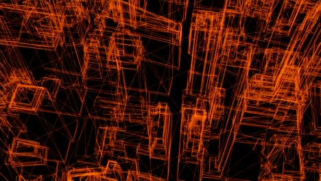 wire-frame-model-of-city---3D-Rendering