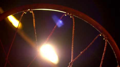 An-outdoor-basketball-hoop-at-night