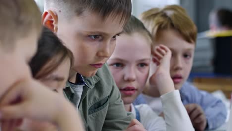 Concentrated-Schoolchildren-Using-Laptop-Together