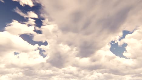 Blauer-Himmel-mit-schönen-Wolkengebilde-mit-großen-Wolken-und-Sonne-durchbrechen-Wolke-Masse-im-Zeitraffer