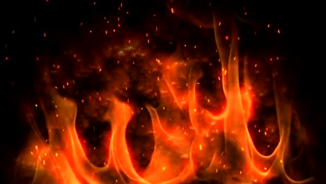 Fire-flame-with-sparks-close-up-loopable