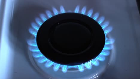 Gas-Stove-Burners,-Blue-Flame,-Real-Time-4K