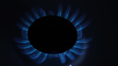 Gas-Stove-Burners,-Blue-Flame,-Real-Time-4K