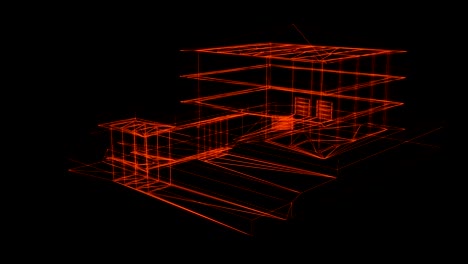 wire-frame-model-of-house---3D-Rendering