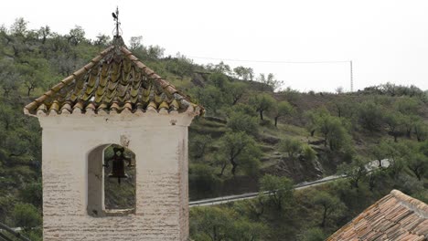 Old-christian-church-bell-tower-in-Daimalos,-Spain