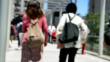 Anonymen-Schar-von-Menschen-auf-Wanderung-gehen-weg