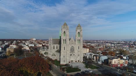 Aerial-of-Cathedral-and-Fall-Leaves