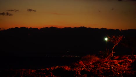 Dark-sky-at-night-after-sunset-and-lightning-flash