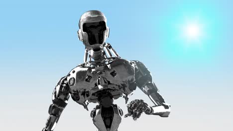 Funcionamiento-cyborg,-robot-de-ejecución-render-3D