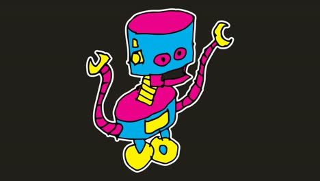 Niños-dibujo-de-fondo-negro-con-tema-de-robot