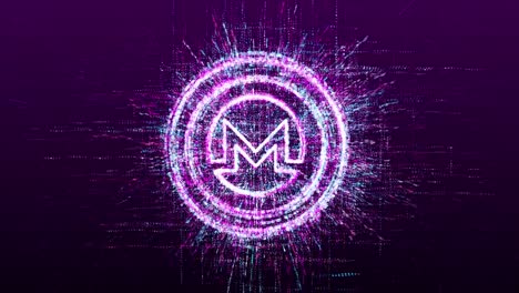 Digital-animation-of-the-Monero-cryptocurrency-sign-in-the-virtual-Internet-space-of-the-future.