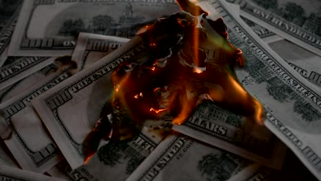 Dollar-bill-USA-money-burning-in-flames