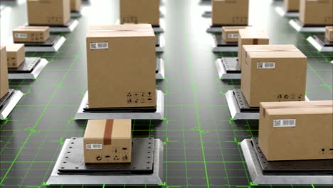 Parcels-in-Futuristic-Hi-tech-Warehouse-Seamless.-Beautiful-Looped-3d-Animation-of-Automated-Storage-with-Cardboard-Boxes.-Digital-Floor,-QR-Codes,-Barcodes.-Logistics-Concept.