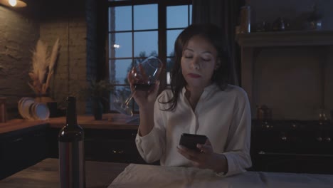 Businesswoman-Drinking-Wine-in-the-Evening