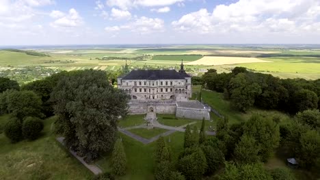 4K.-Aerial-view-of-Pidhorodetsky-Castle-in-Lviv-region,-Ukraine