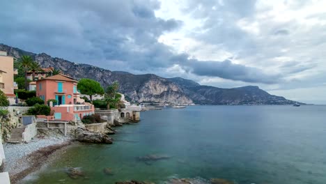 View-from-famous-villa-Kerylos-timelapse,-Beaulieu-sur-Mer,-French-Riviera,-France