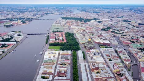 Russland-Sommer-Tag-Sankt-Petersburg-Stadtbild-Newa-Fluss-aerial-Panorama-4k