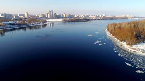 aerial-view-to-the-Dneper-River-along-the-Obolonskaya-embankment-in-winter