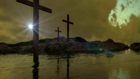 three-crosses-in-the-water-with-optical-flares