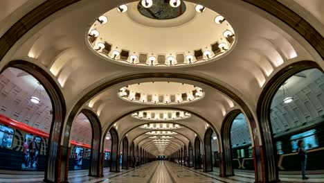 Mayakovskaya-Station,-Moscow-Russia-4K-Time-lapse