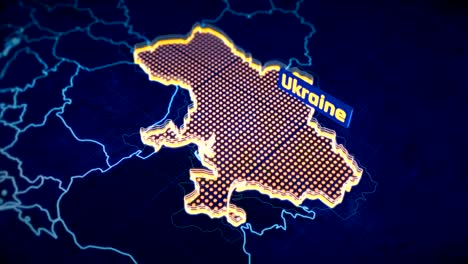 Ukraine-country-border-3D-visualization,-modern-map-outline,-travel