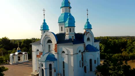 Aerial-view-of-the-Ukrainian-Christian-Church-Located-in-the-Village