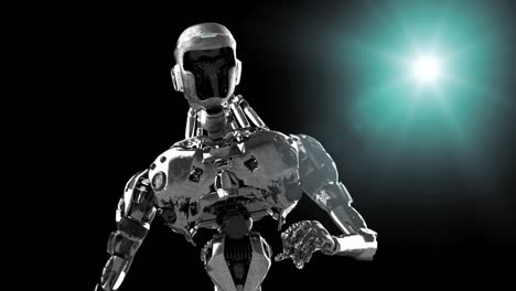 Funcionamiento-cyborg,-robot-de-ejecución-render-3D