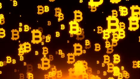 Many-gold-bitcoin-symbols-are-in-space,-business-3d-rendering-background,-internet-backdrop