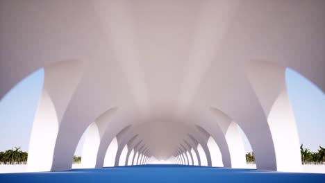 Unendliche-Tunnelperspektive-von-innen-nahtloses-Filmmaterial.-Vorwärts-in-endlosen-Korridor-Looped-Animation.-Zeitgenössische-Architektur-tagsüber.-Infinity-Effekt,-Zoom-in-realistischem-Video