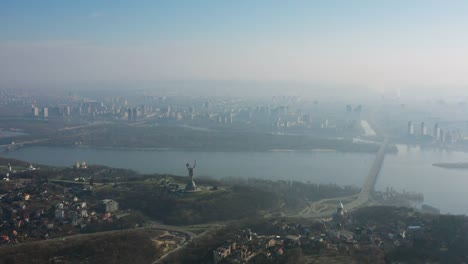 Aerial-view-over-Kiev-in-the-fog-4K-Ultra-HD