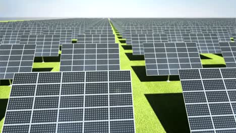 Muchos-paneles-solares-sobre-fondo-verde.-Eco-energía.