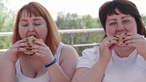 Fettvolle-Frauen-essen-Burger