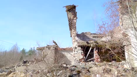 Roto-casa-grande-con-la-planta-sin-hojas-fuera