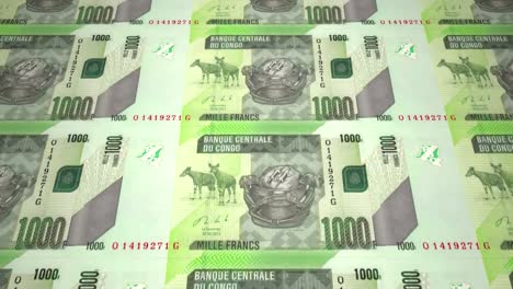 Banknotes-of-one-thousand-congolese-francs-of-the-Congo,-cash-money,-loop