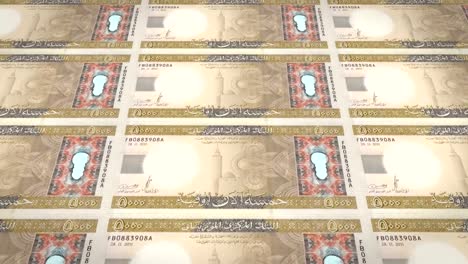 Billetes-de-5-mil-ouguiyas-Mauritania-de-Mauritania,-dinero-en-efectivo,-lazo