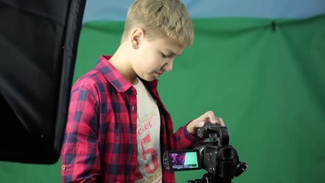 A-teenager-video-blogger-includes-a-video-camera.