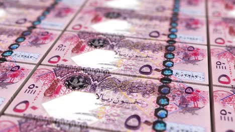 Arab-Qatar-50-Riyal-Banknotes-Looping-Background