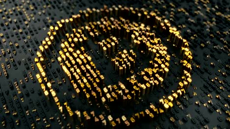 Bitcoin-sign-formed-by-changing-numbers,-cryptocurrency,-digital-background