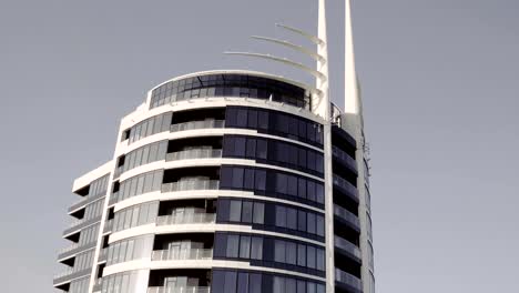 Aerial-view-modern-glass-building-in-Kyiv,-Ukraine,-European-modern-architecture.