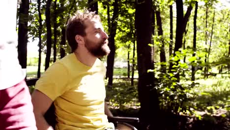 Portrait-of-happy-young-disable-man-on-a-walk-in-the-park