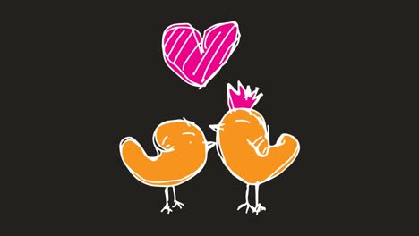 Niños-dibujo-de-fondo-negro-con-tema-de-pollo-y-el-amor