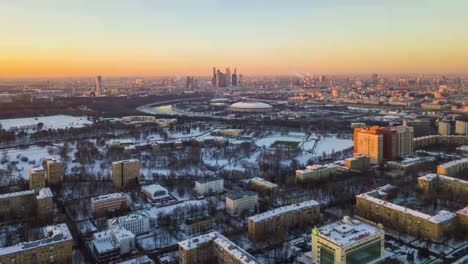 invierno-puesta-de-sol-hora-Moscú-paisaje-aéreo-panorámica-4k-lapso-de-tiempo-Rusia