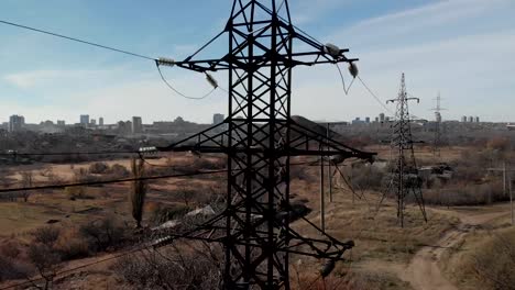 High-voltage-tower-sky-aerial-view