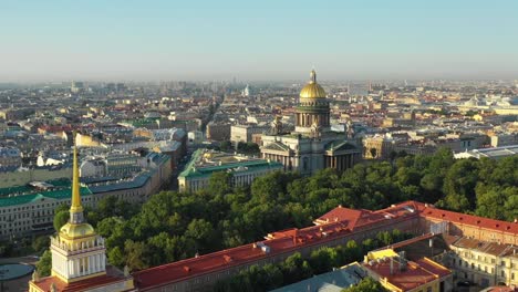 Aerial-view-of-the-city-center-and-St.-Isaac's-Cathedral