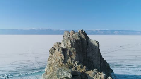 Tranquil-Aerial-View-of-the-Baikal-Bay-Shamanka-in-winter-time.-Famous-tourist-attraction