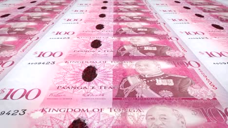 Banknotes-of-one-hundred-Tongan-pa'anga-of-Tonga,-cash-money,-loop