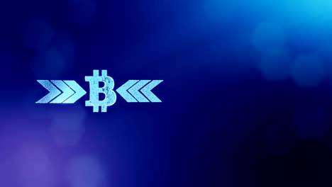 bitcoin-icon-and-arrows.-Financial-background-made-of-glow-particles-as-vitrtual-hologram.-Shiny-3D-loop-animation-with-depth-of-field,-bokeh-and-copy-space.-Blue-color-v2