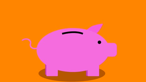 Sparschwein-Spar-Konzept,-Animation-orange-Schleife