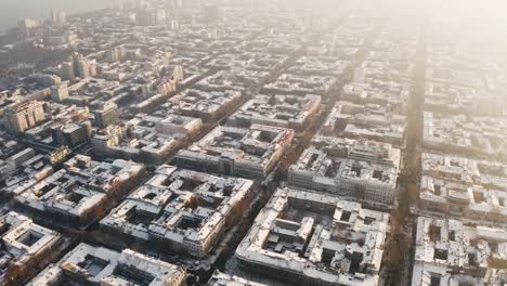 Aerial-view-of-old-city-center-during-sunny-winter-day.